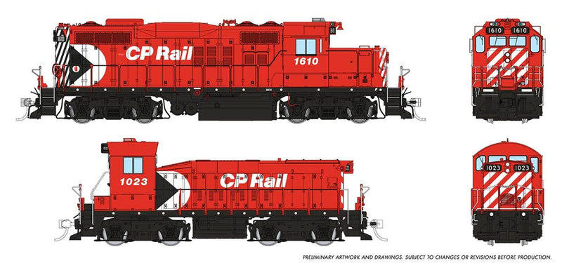Load image into Gallery viewer, Rapido Trains HO GMD GP-9u + Slug w/DCC & Sound - Canadian Pacific (Multimark)
