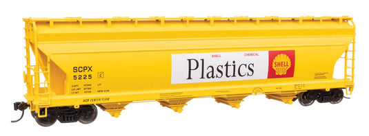 Walthers Mainline HO ACF 5250 4-Bay Centerflow Covered Hopper - Shell Chemical / SCPX