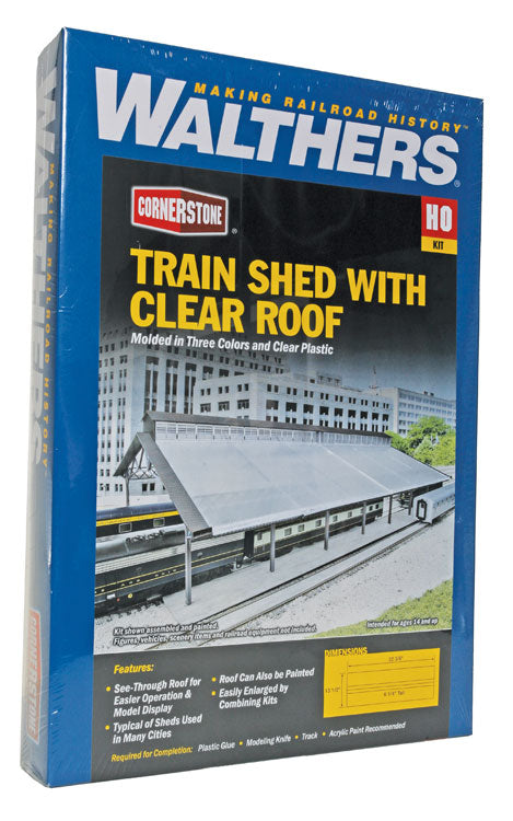 Chargez l'image dans la visionneuse de la galerie, Walthers Cornerstone HO Train Shed with Clear Roof - Kit