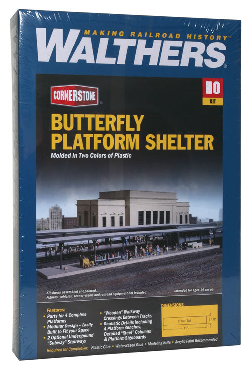 Load image into Gallery viewer, Walthers Cornerstone HO Butterfly Style Station Platform Shelter - Kit - pkg(4)