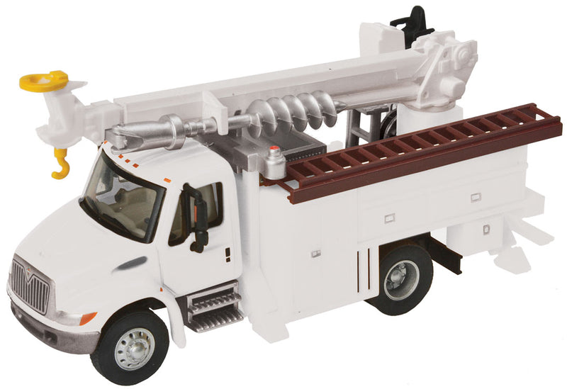 Load image into Gallery viewer, Walthers SceneMaster HO International 4300 Utility Truck w/Drill - White w/Railroad MOW Logo Decals