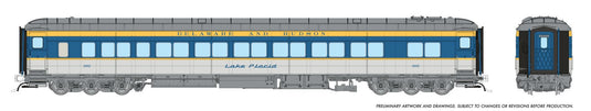 Rapido Trains HO Balloon Top Coach: D&H - Blue/Yellow/Gray Scheme