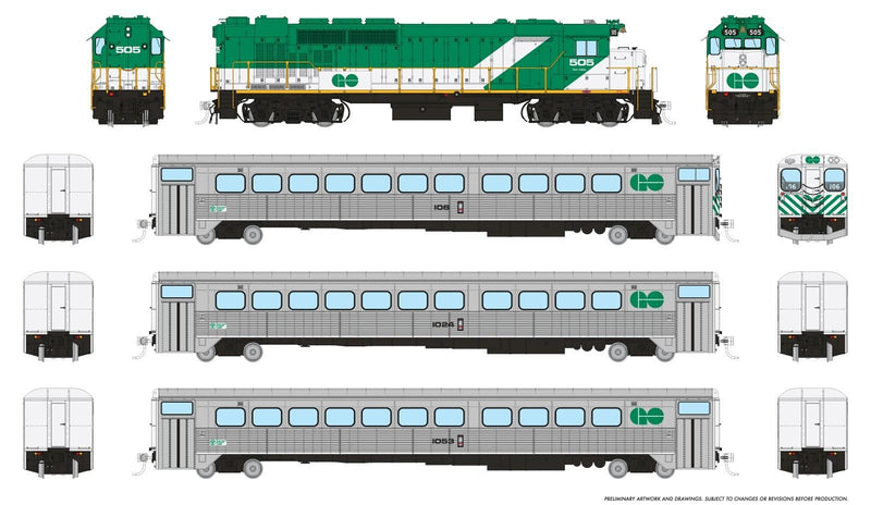Load image into Gallery viewer, Rapido Trains HO GO Transit Set (DC/DCC/Sound): Early Green Set