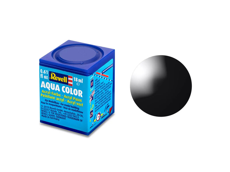 Chargez l'image dans la visionneuse de la galerie, Revell Aqua Color Acrylic Paint 18ml - Gloss "Black" (RAL 9005)