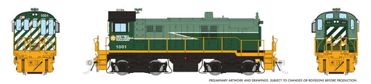 Rapido Trains HO Scale MLW S-13 (DC/DCC/Sound): BCR - Green Lightning Stripe