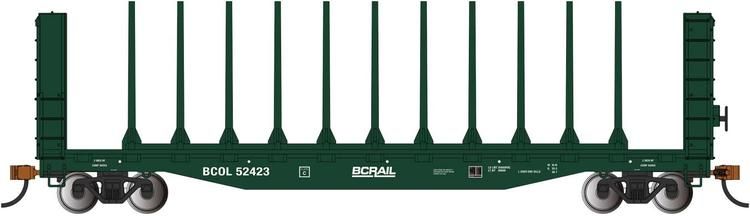 Chargez l'image dans la visionneuse de la galerie, Bachmann HO Center-Beam Flat Car with Bulkheads - BC Rail #52423
