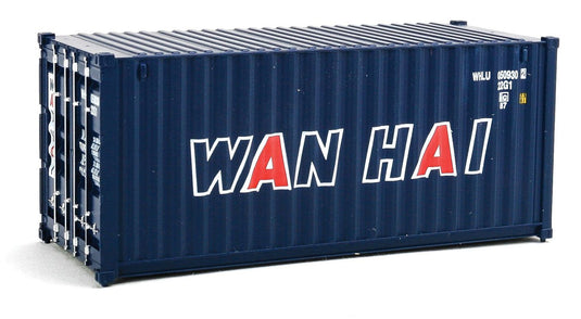 Walthers SceneMaster 20' Corrugated Container -  Wan Hai (blue white red A Lettering)