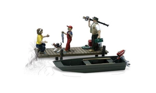 Woodland Scenics HO Family Fishing - With Boat & Pier