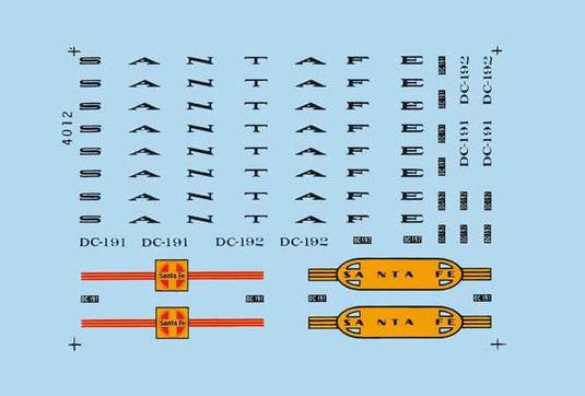 Microscale Decals Atchison Topeka & Santa Fe - ATSF -- Mini-Cal Stainless Steel Rail Diesel Cars (RDCs 1952-1968)