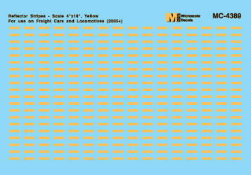 Microscale Mini-Cal Conspicuity Markings 2005+ (Reflector Stripes for Locos & Cars) - Yellow