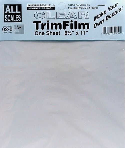Microscale Trim Film - 8-1/2 x 11  21.6 x 27.9cm Sheet - Clear