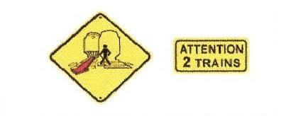 Signalisation C&G HO Attention 2 Trains (Avec poteau)