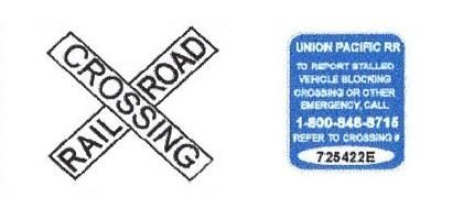 Signalisation C&G HO Railroad Crossing + UP Warning poteau bois traité (vert)