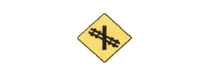Load image into Gallery viewer, Signalisation C&G HO – Signal avancé de passage à niveau – Passage à niveau, incliné à droite (D-180-3)