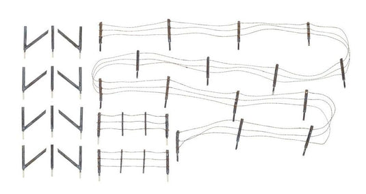 Woodland Scenics Barbed Wire Fence - Kit with Gates, Hinges & Planter Pins Total Scale Length: 192' 58.5m