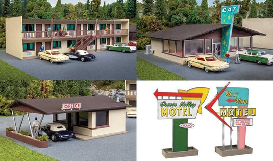Walthers Cornerstone HO Vintage Motor Hotel with Office and Restaurant - Kit