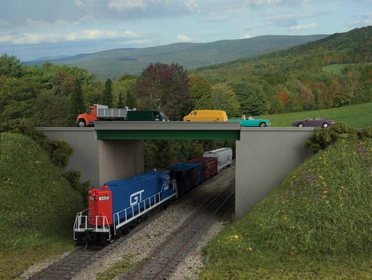 Walthers Cornerstone HO Modern Steel Highway Overpass with Concrete Sides - Kit