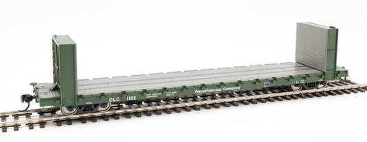 Walthers Mainline HO 60' Pullman-Standard Bulkhead Flatcar (48' IL) -  Weyerhaeuser / CLC