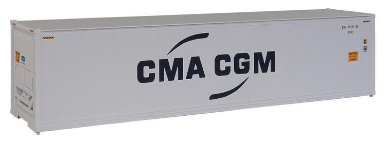 Load image into Gallery viewer, Walthers SceneMaster HO conteneur frigorifique 40 pi grand volume à parois lisses – CMA-CGM (949-8357)