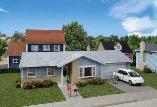 Walthers Cornerstone HO Ranch House with Attached 2-Car Garage - Kit