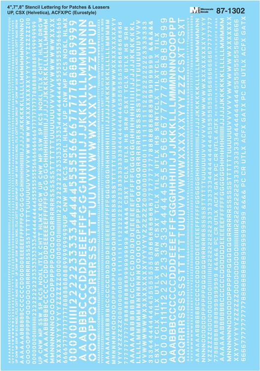 Microscale HO Alphabet & Numbers - 4, 7 & 8