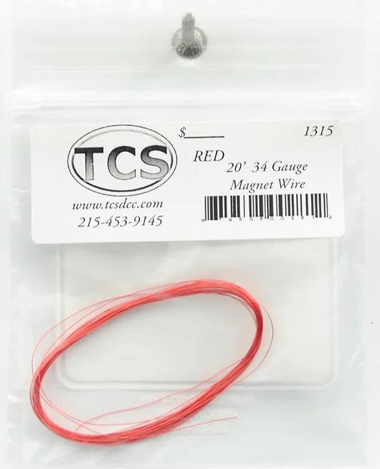 TCS 20ft 34 Gauge Red Magnet Wire