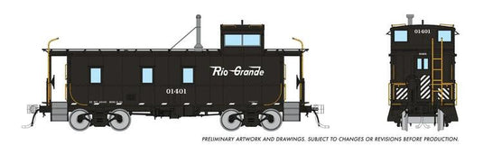 Rapido Trains HO D&RGW End Cupola Steel Caboose - Black Post-War Mods - D&RGW