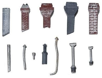 JL Innovative HO Unfinished Detail Set - Stovepipes and Chimneys pkg(12)