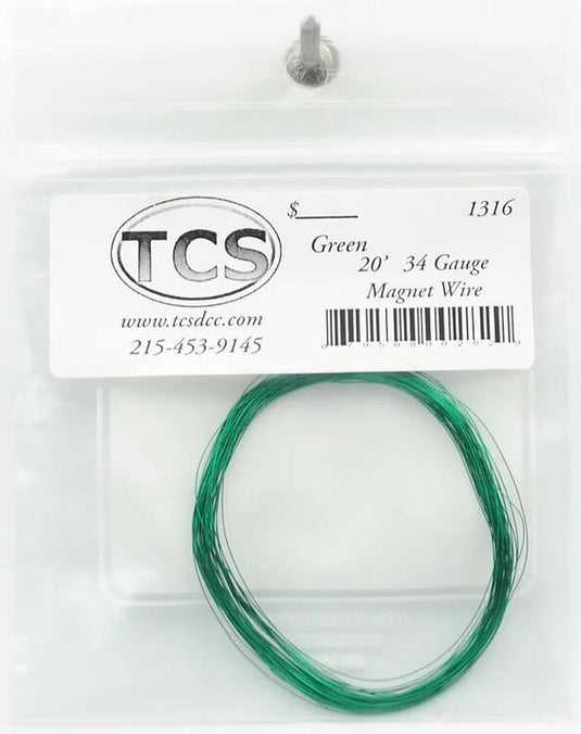 TCS 20ft 34 Gauge Green Magnet Wire