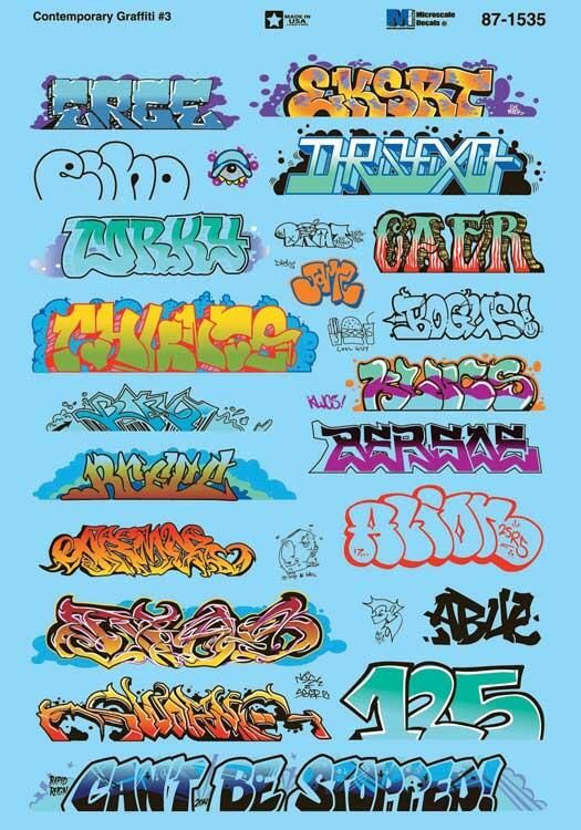 Microscale Decals HO Graffiti Decal Set - Contemporary (Set #3)