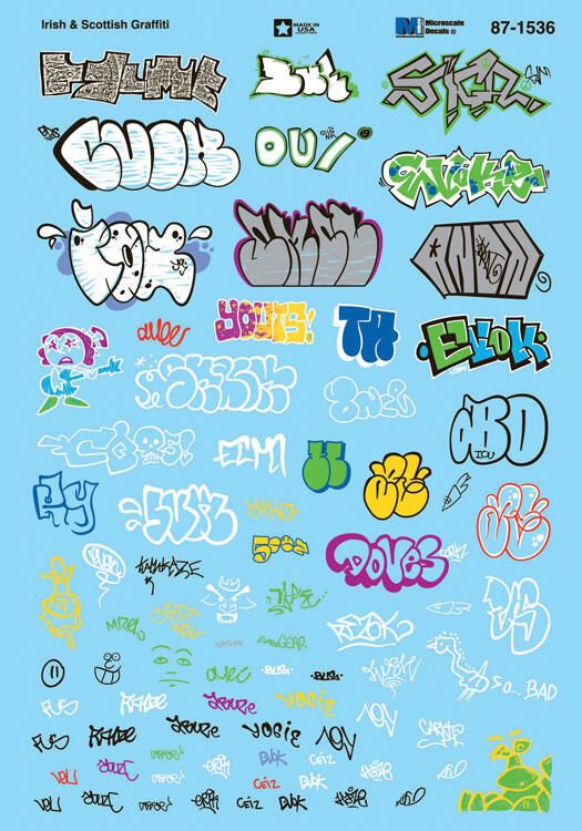 Microscale Decals HO Graffiti Decal Set - Irish and Scottish Graffiti