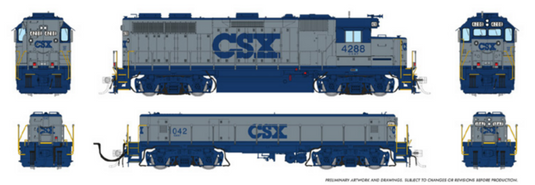 Rapido Trains HO EMD GP39 Mother+Slug (DC/DCC/Sound): CSX (Grey & Blue)