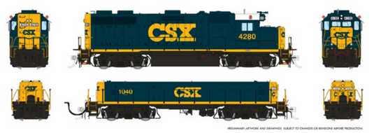 Rapido Trains HO EMD GP39 Mother+Slug (DC/DCC/Sound): CSX (YN3 Scheme)