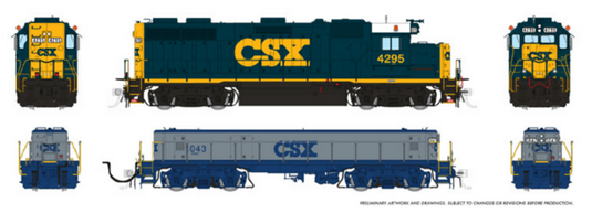 Rapido Trains HO EMD GP39 Mother+Slug (DC/DCC/Sound): CSX - YN3 Scheme: #4295 + #1043 (in G&B)