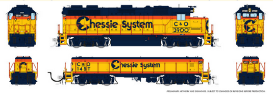 Rapido Trains HO EMD GP39 Mother+Slug (DC/DCC/Sound): Chessie (C&O Sublettering)