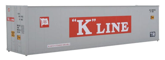 Walthers SceneMaster HO 40' Hi Cube Smooth Side Reefer Container - K-Line (grey, red, white)