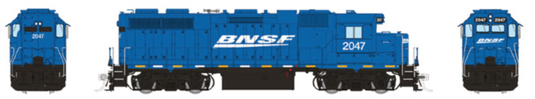Rapido Trains HO EMD GP38 w/ext cab (DC/DCC/Sound): BNSF (Blue Scheme) #2047