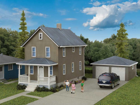 Walthers Cornerstone HO Two-Story House With Garage - Kit