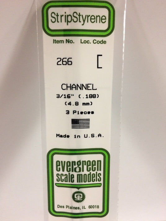 Evergreen Styrene Channel 3/16