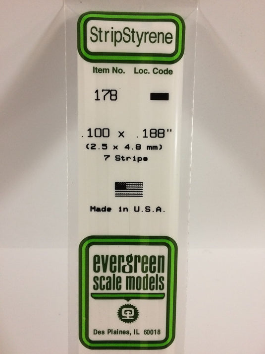 Evergreen Styrene Strip .100"x.188"