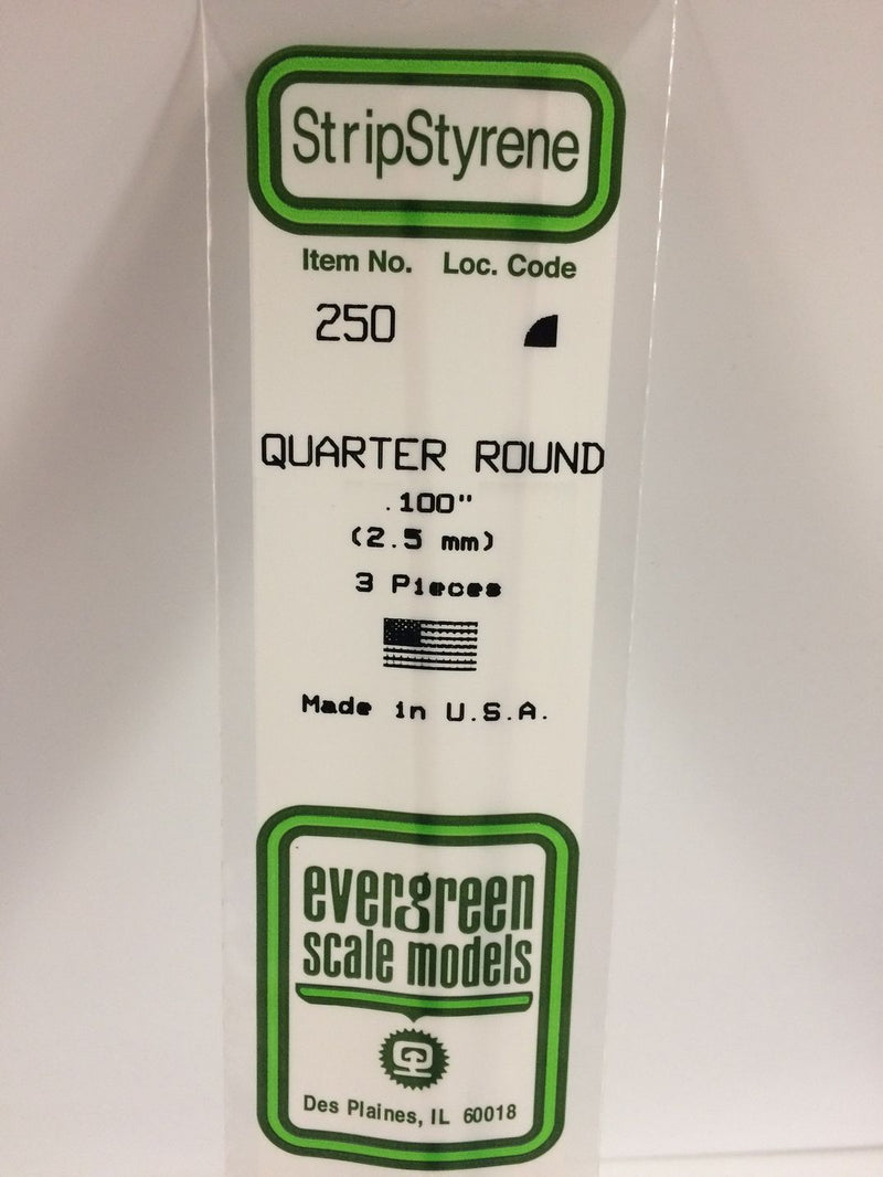 Load image into Gallery viewer, Evergreen Quart-de-rond de styrène – .100″ (269-250)