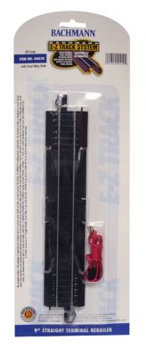 Bachmann HO E-Z Track 9" Straight Terminal Steel Terminal Track Black Roadbed