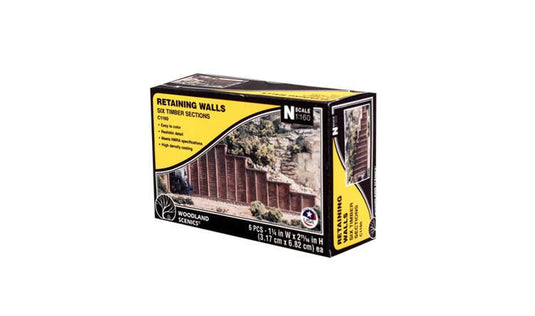 Woodland Scenics N scale Retaining Wall - Timber Sections pkg(6)