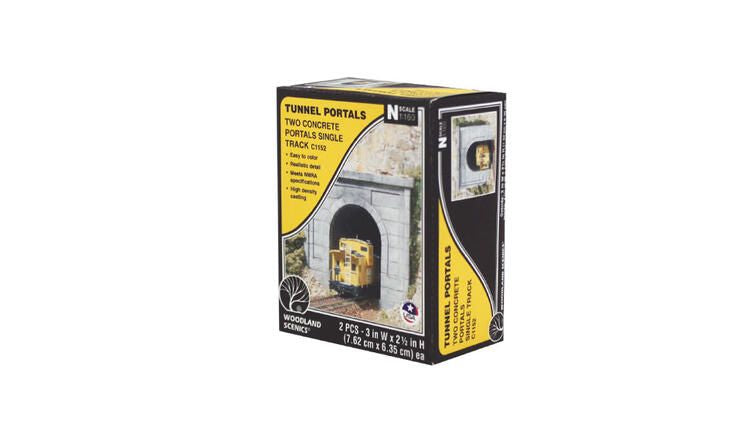 Load image into Gallery viewer, Woodland Scenics Portail de tunnel N béton voie simple