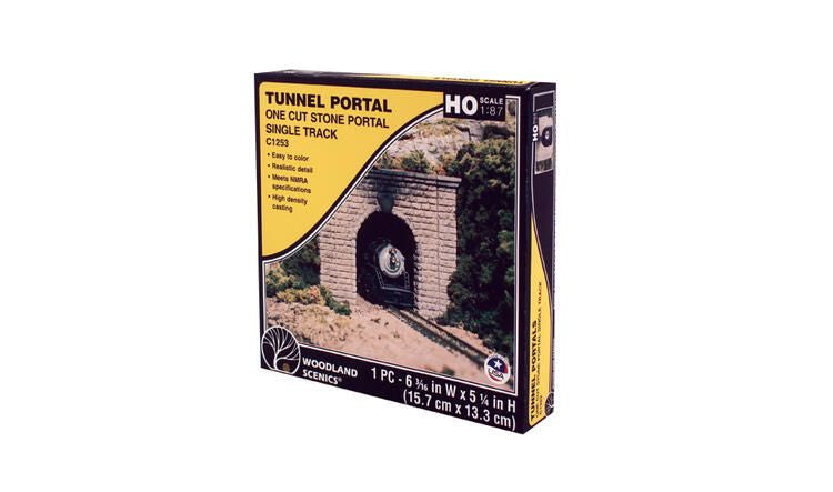 Load image into Gallery viewer, Woodland Scenics Portail de tunnel HO pierre de taille voie simple