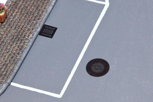 Walthers SceneMaster HO Manhole Covers & Sewer Grates - Etched-Metal - 4 Manhole Covers & 6 Sewer Grates
