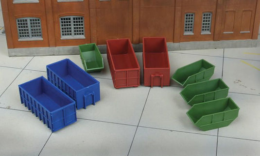 Walthers SceneMaster HO Industrial Dumpsters - Kit - 2 Large Roll-Off 2 Medium Roll-Off 4 Scrap Metal Slide-Off