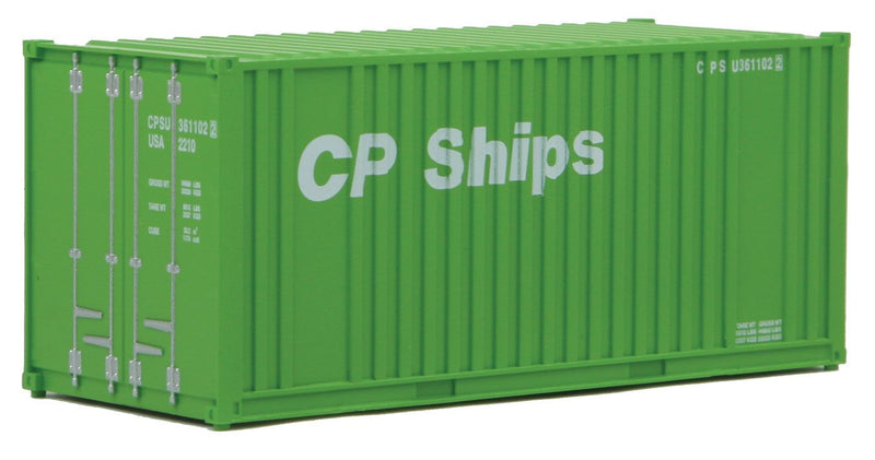 Load image into Gallery viewer, Walthers SceneMaster HO conteneur 20 pi à parois ondulées (panneau d'extrémité plat) – CP Ships (949-8010)