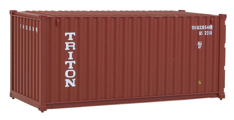 Load image into Gallery viewer, Walthers SceneMaster HO conteneur 20 pi à parois ondulées – Triton (brun, blanc) (949-8053)