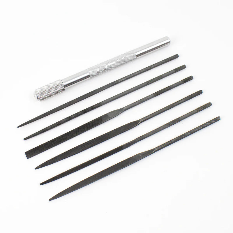 Load image into Gallery viewer, Excel 5-1/2" Long Cut #2 Needle Files - 6 Assorted Set with Handle